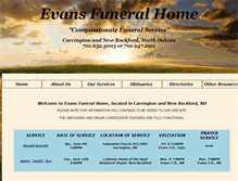 Tablet Screenshot of evansfuneralhomend.com